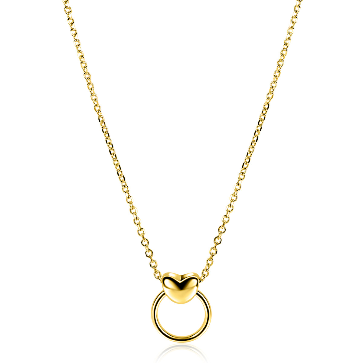 Zinzi ZIC2759 goudkleurige ketting met hart 13 mm breed - Lengte 42-45 cm