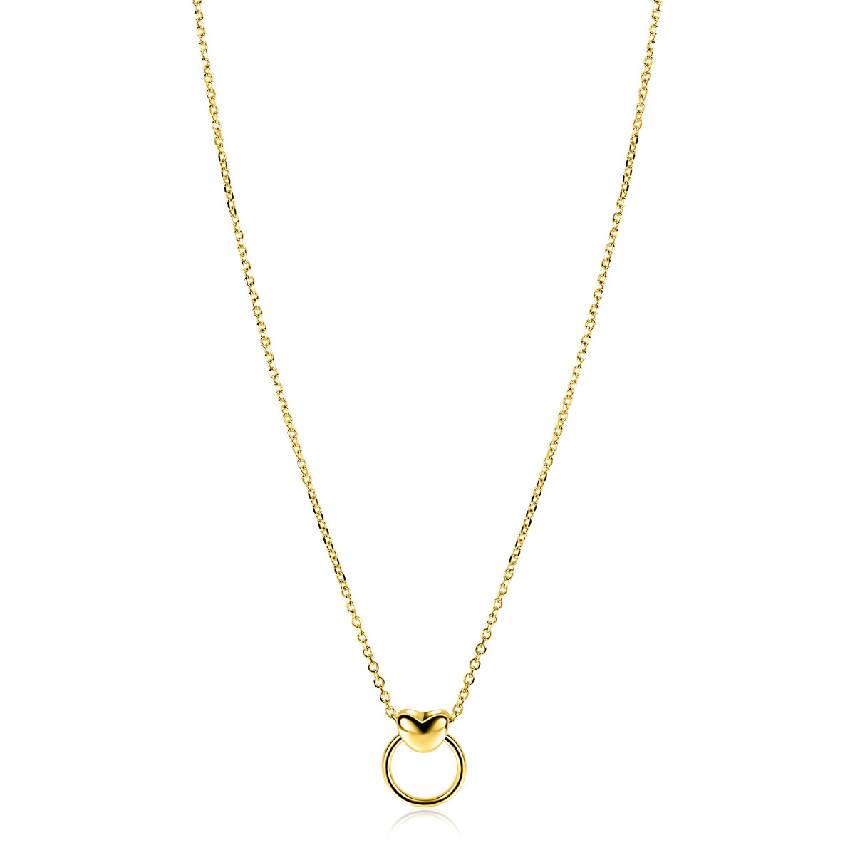Zinzi ZIC2759 goudkleurige ketting met hart 13 mm breed - Lengte 42-45 cm