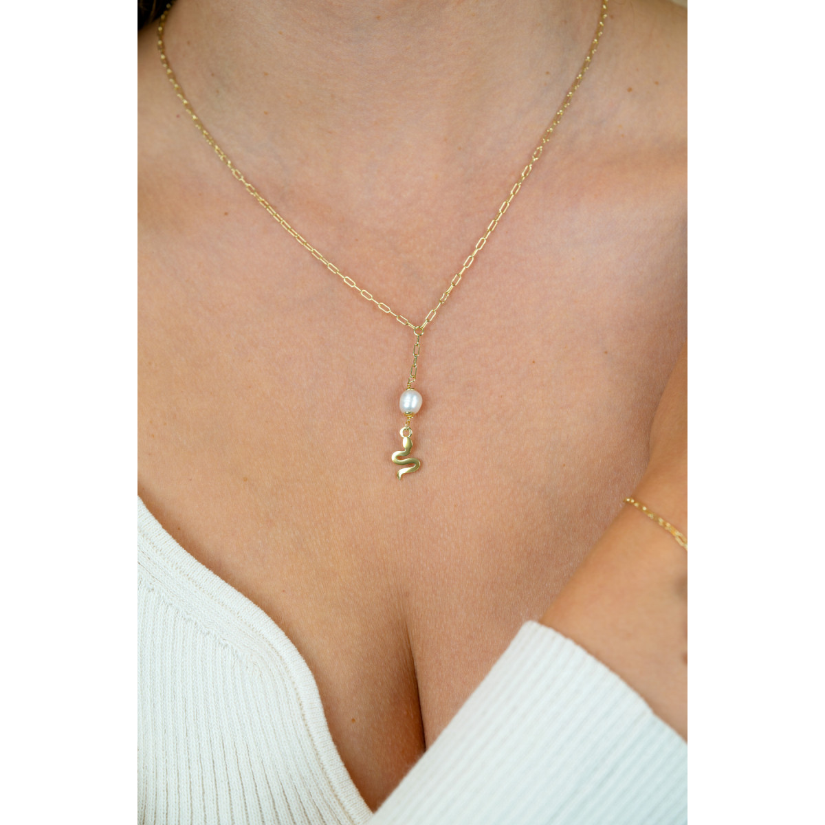Zinzi ZIC2761 goudkleurige ketting met slang hanger 6.8 mm breed - Lengte 42 cm