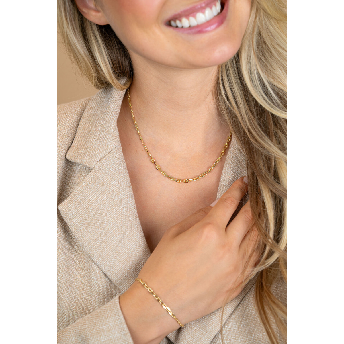 Zinzi ZIC2762G goudkleurige schakelketting met marine schakels 3.8 mm breed - Lengte 45 cm