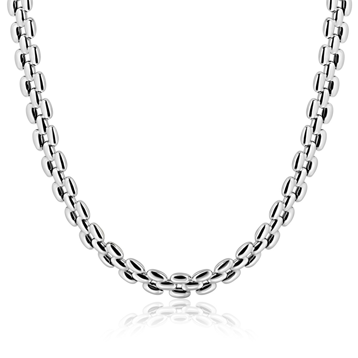 Zinzi ZIC2764 zilveren rolex style schakelketting 8 mm breed - Lengte 43 cm