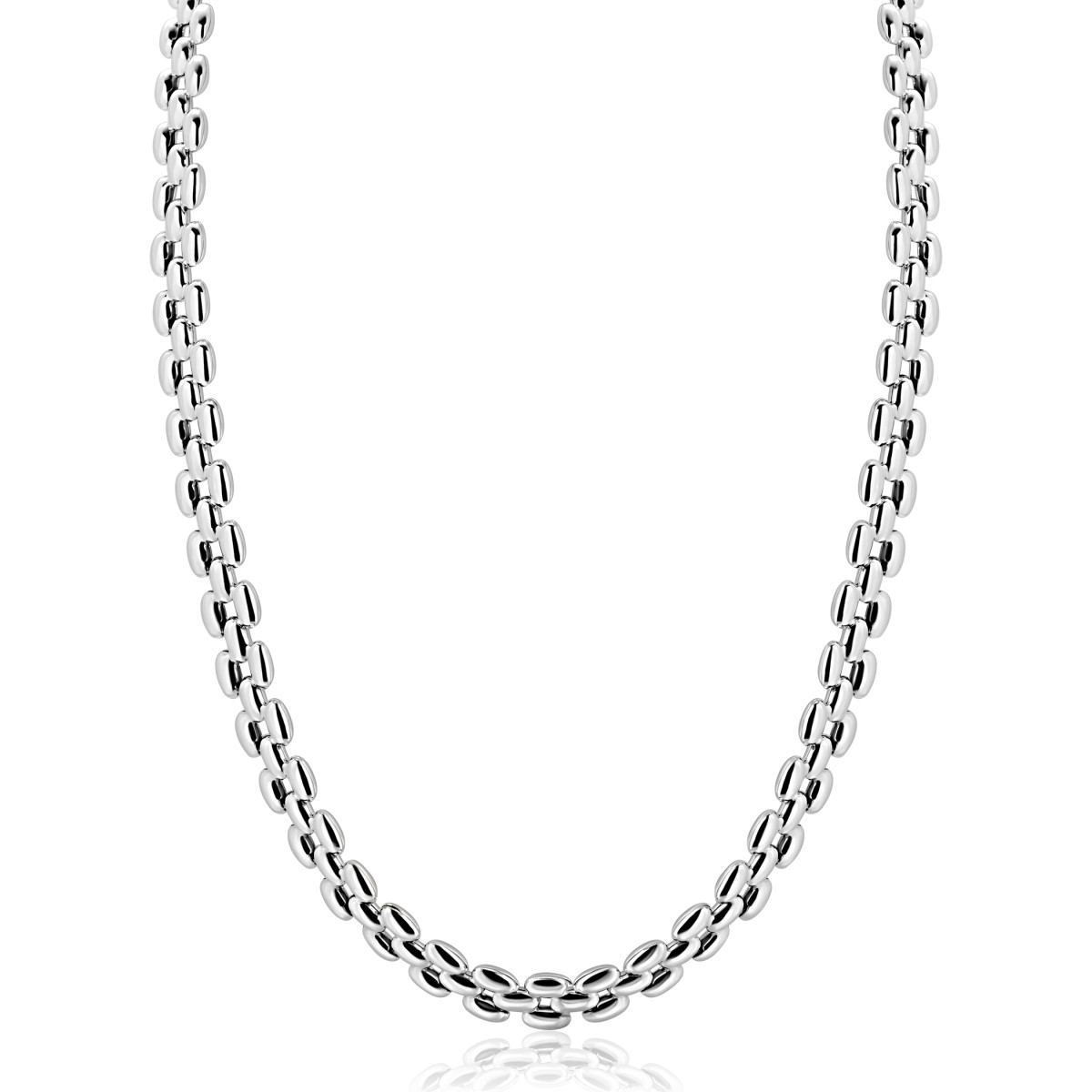 Zinzi ZIC2764 zilveren rolex style schakelketting 8 mm breed - Lengte 43 cm