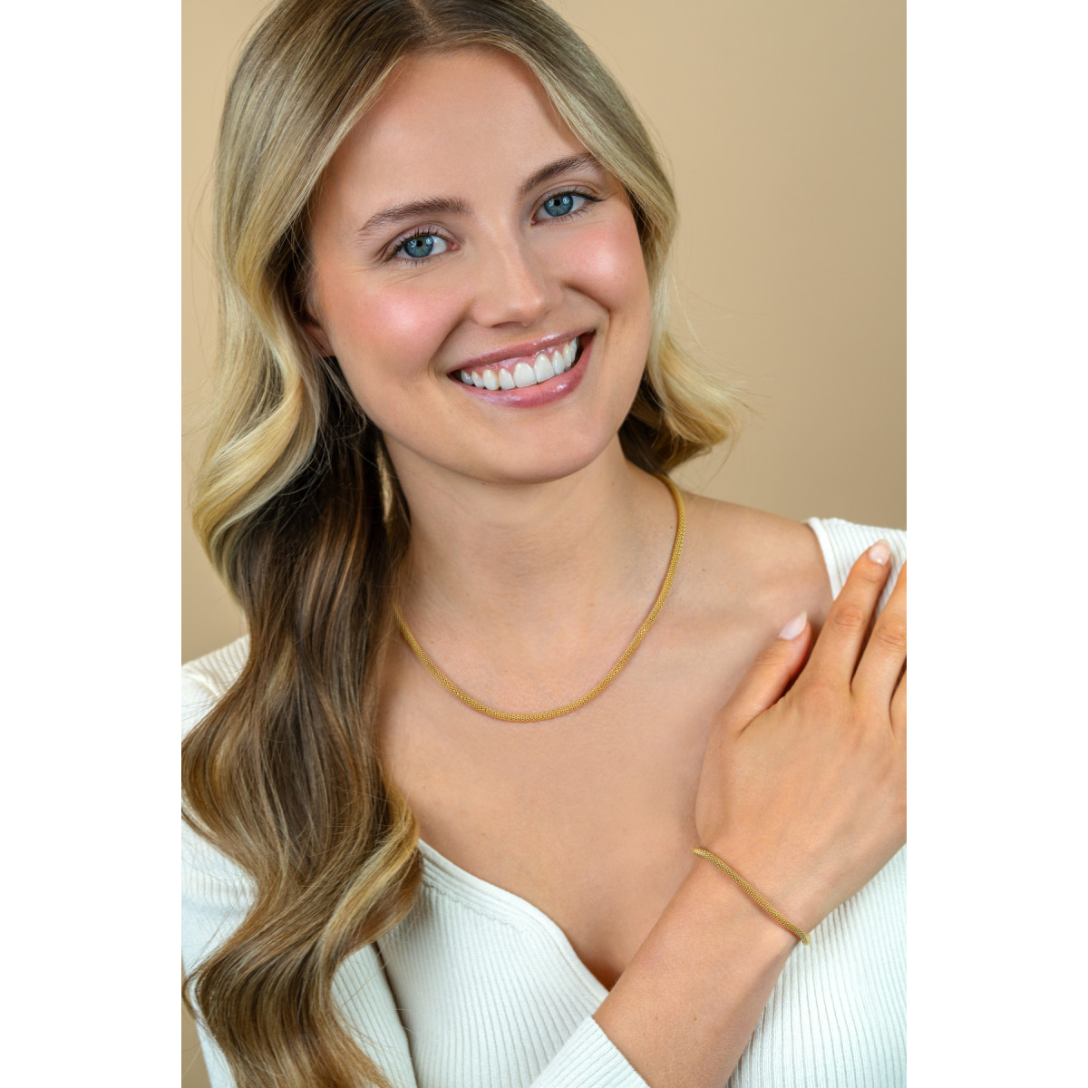 Zinzi ZIC2765G goudkleurige schakelketting fijne schakels 3 mm breed - Lengte 42 cm
