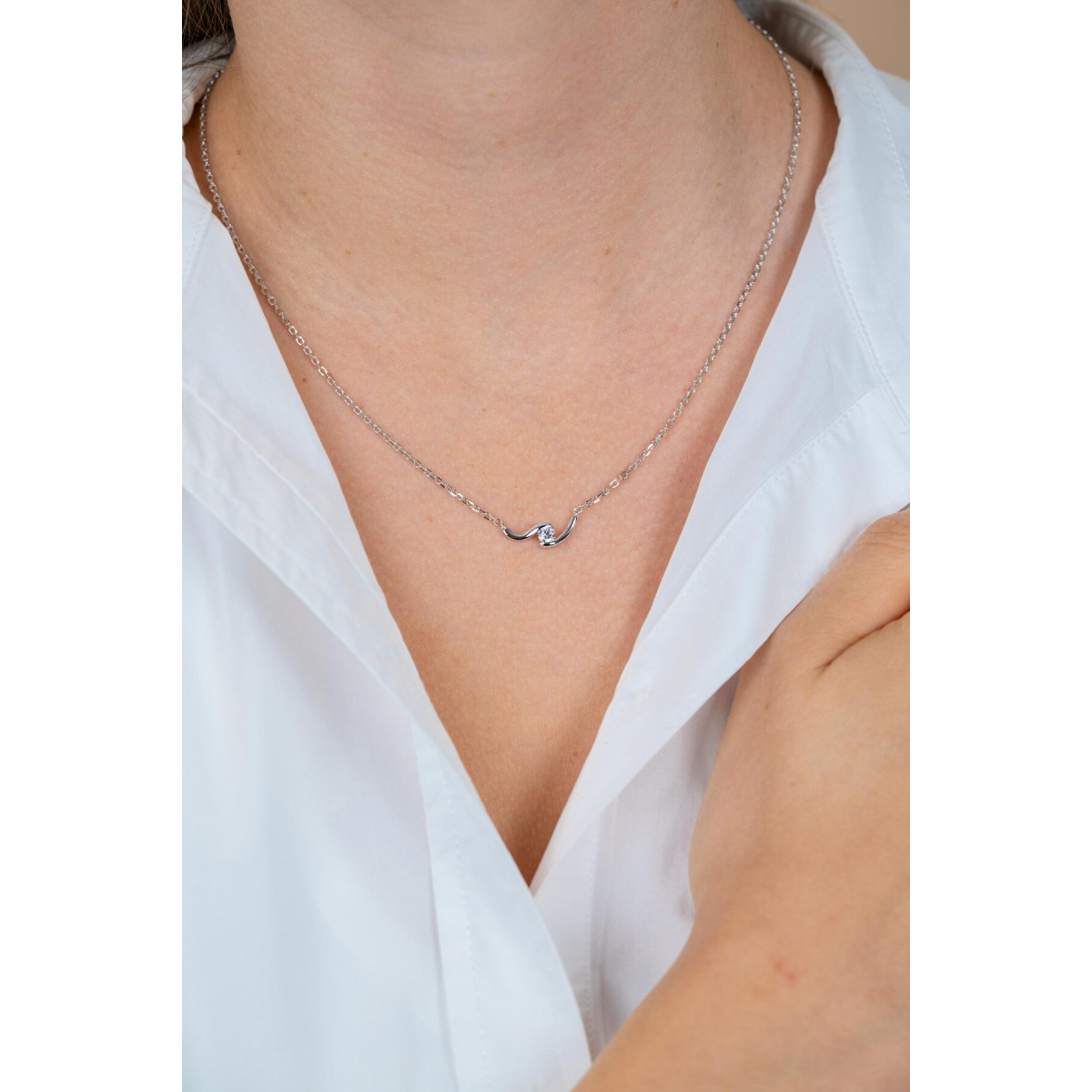 Zinzi ZIC2766 zilveren ketting met hanger en zirkonia 5.3 mm breed - Lengte 42-45 cm