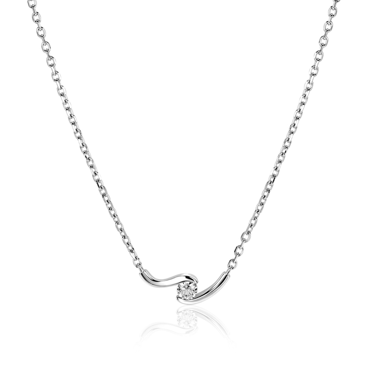 Zinzi ZIC2766 zilveren ketting met hanger en zirkonia 5.3 mm breed - Lengte 42-45 cm