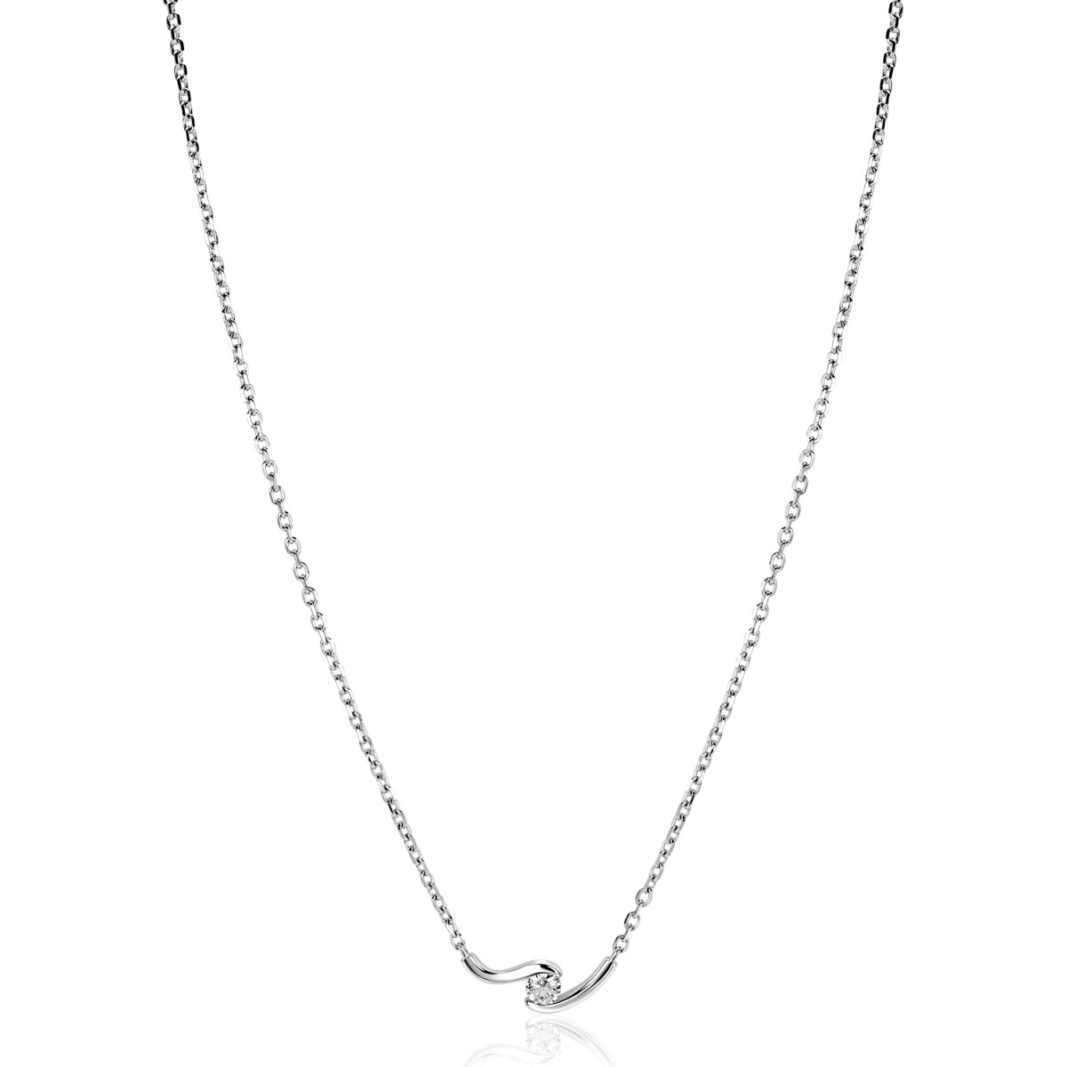Zinzi ZIC2766 zilveren ketting met hanger en zirkonia 5.3 mm breed - Lengte 42-45 cm