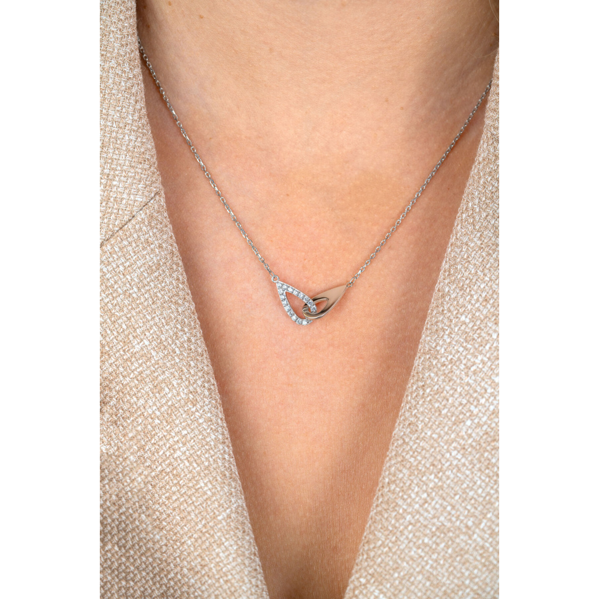 Zinzi ZIC2768 zilveren ketting met twee druppel hangers 7.3 mm breed - Lengte 42-45 cm