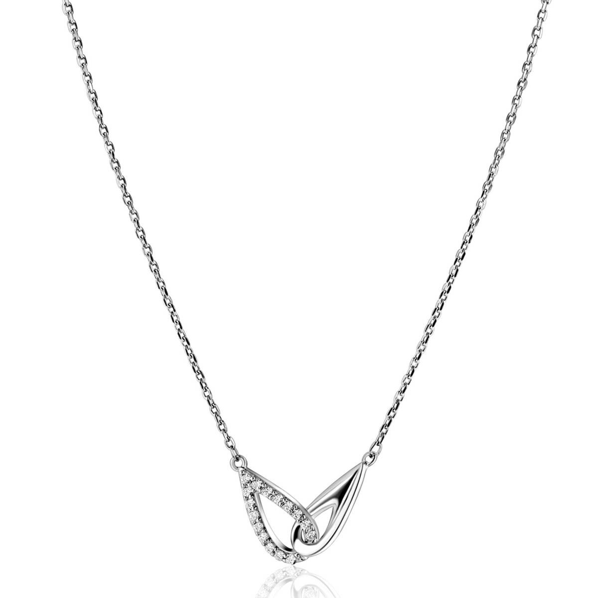 Zinzi ZIC2768 zilveren ketting met twee druppel hangers 7.3 mm breed - Lengte 42-45 cm