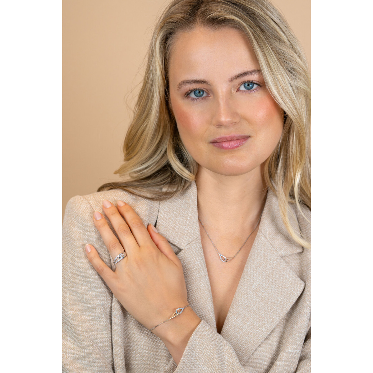 Zinzi ZIC2768 zilveren ketting met twee druppel hangers 7.3 mm breed - Lengte 42-45 cm