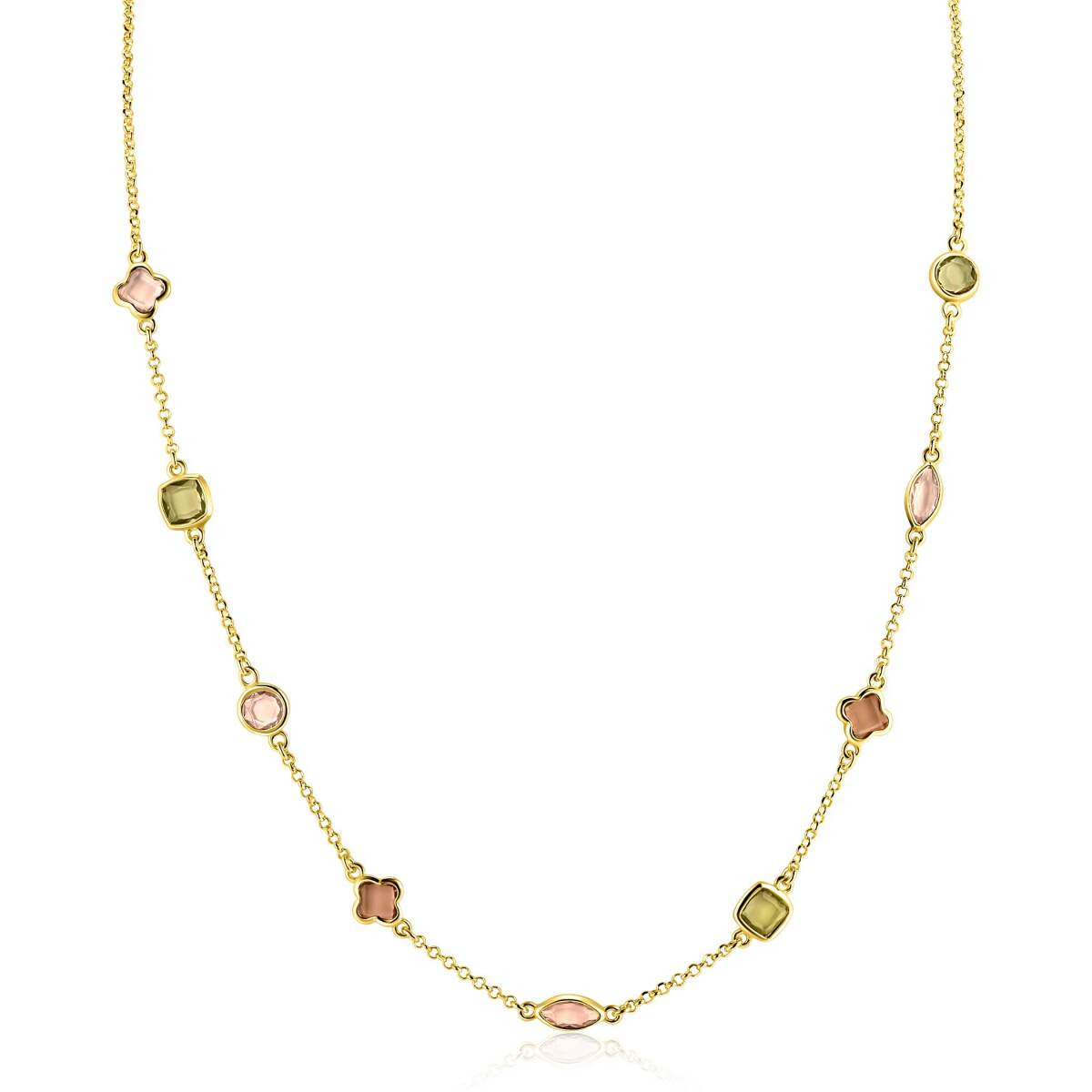 Zinzi ZIC2771 gold plated schakelketting met man made steen - Lengte 42-46 cm