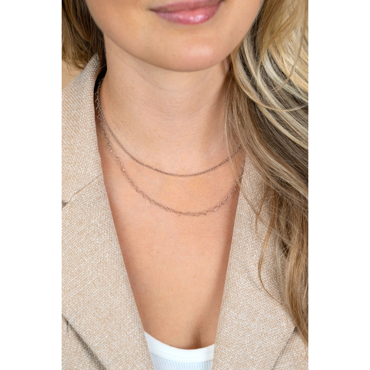Zinzi ZIC2775 zilveren jasseronketting met hartschakels 5.3 mm breed - Lengte 40-45 cm
