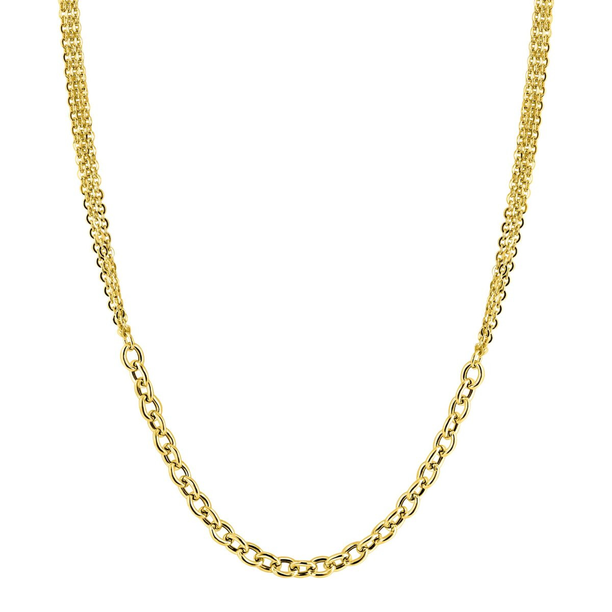 Zinzi ZIC2781G goudkleurige schakelketting met geweven structuur 4.2 mm breed - Lengte 42-47 cm
