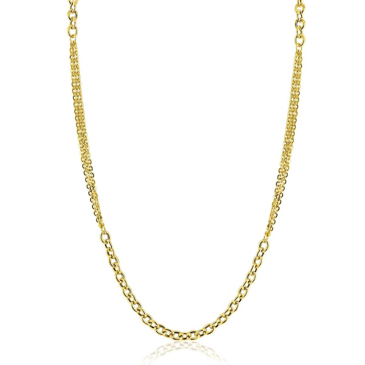 Zinzi ZIC2781G goudkleurige schakelketting met geweven structuur 4.2 mm breed - Lengte 42-47 cm