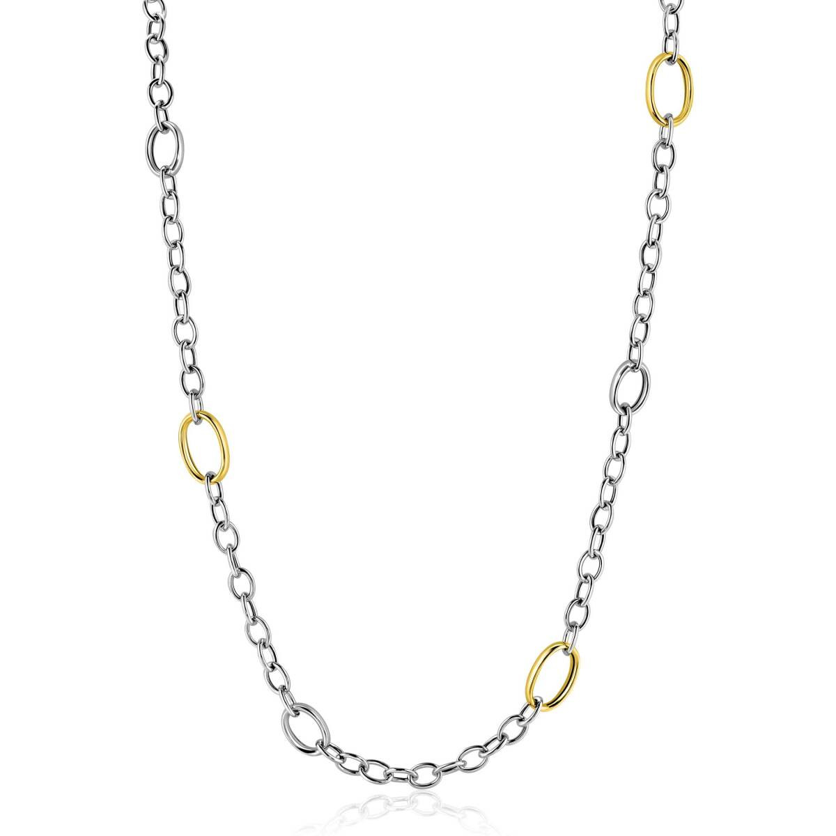 Zinzi ZIC2785 bicolor ovale schakelketting 11 mm breed - Lengte 70 cm