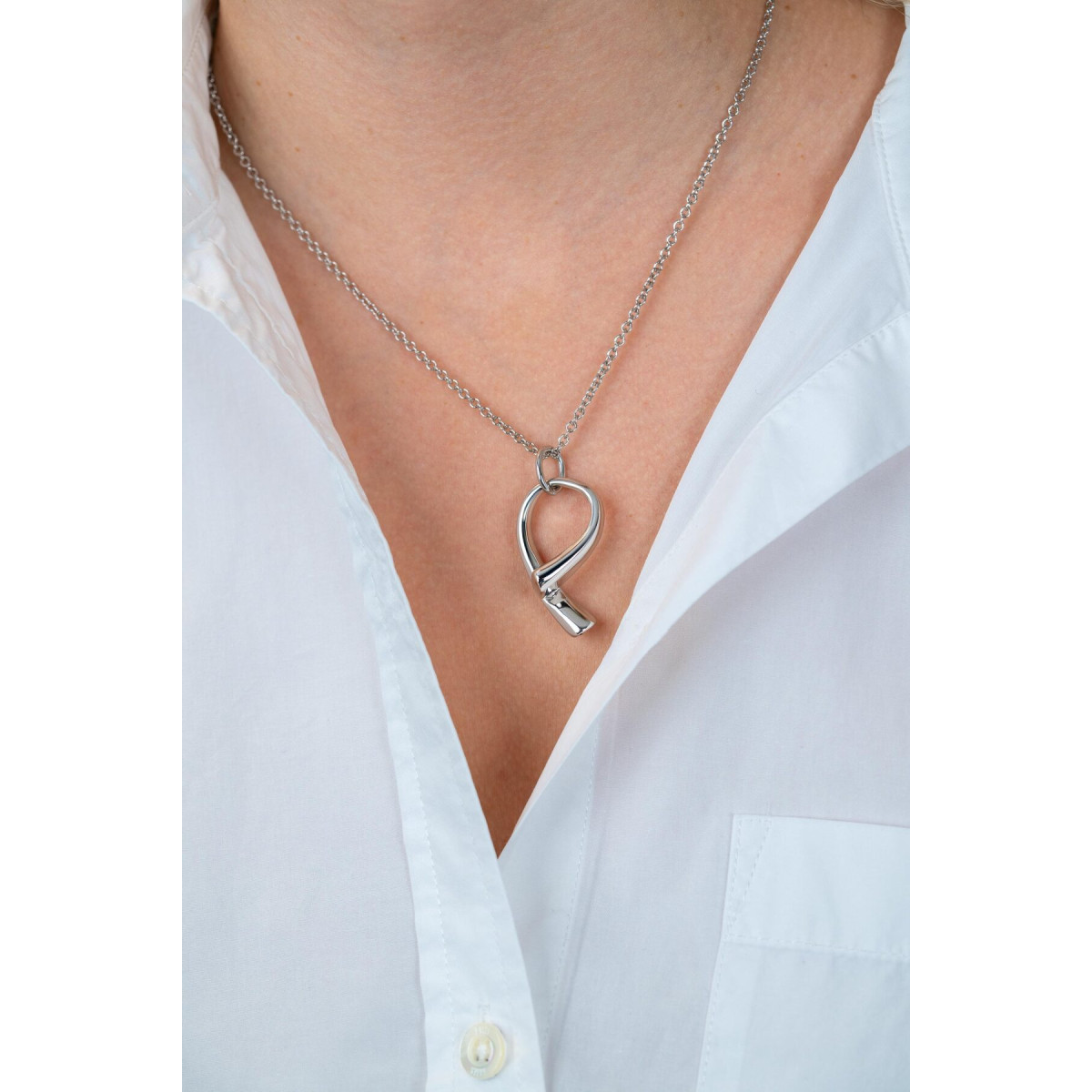 Zinzi ZIC2786 zilveren ketting met hanger lusvorm 18.5 mm breed - Lengte 42-47 cm