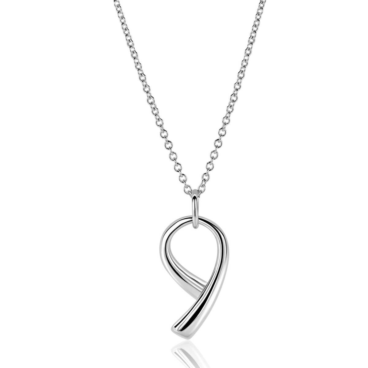 Zinzi ZIC2786 zilveren ketting met hanger lusvorm 18.5 mm breed - Lengte 42-47 cm