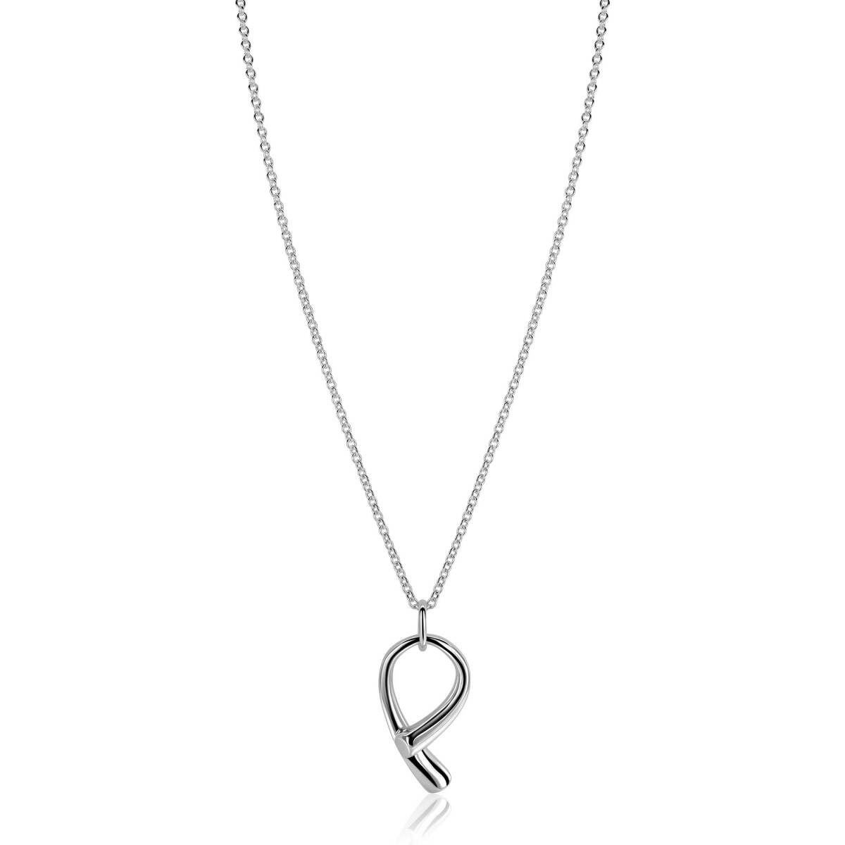 Zinzi ZIC2786 zilveren ketting met hanger lusvorm 18.5 mm breed - Lengte 42-47 cm