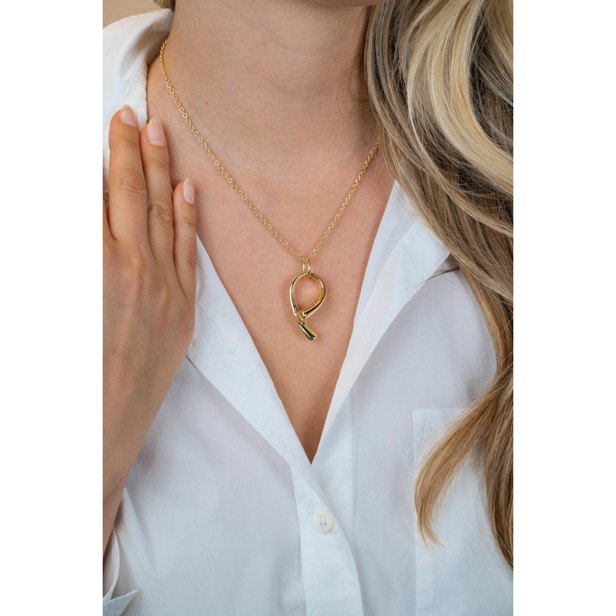 Zinzi ZIC2786G goudkleurige ketting met abstracte hanger 18.5 mm breed - Lengte 42-47 cm