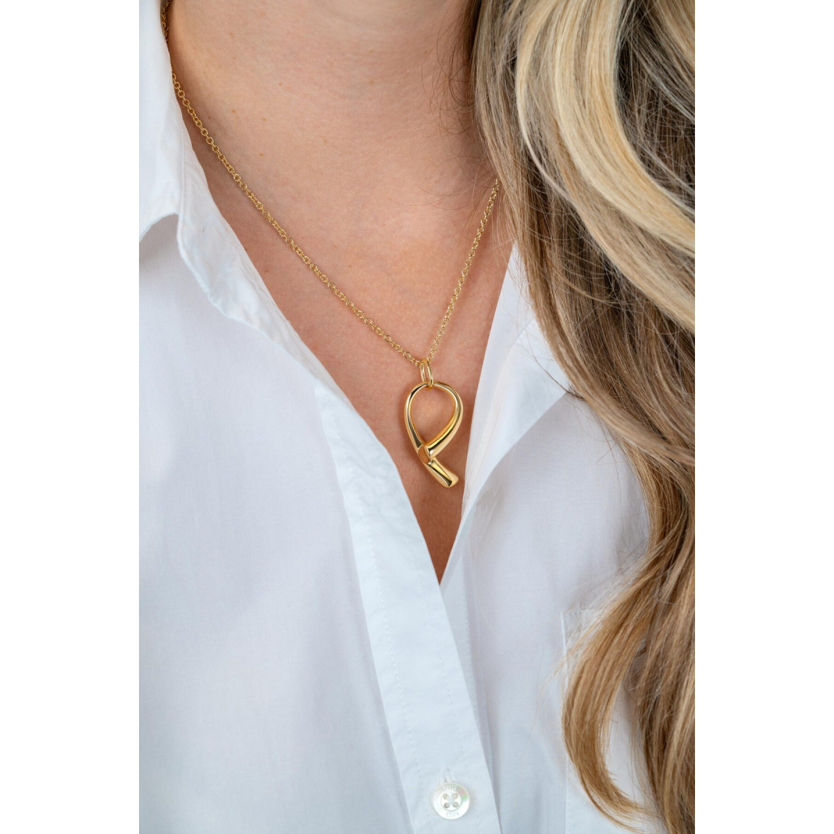 Zinzi ZIC2786G goudkleurige ketting met abstracte hanger 18.5 mm breed - Lengte 42-47 cm