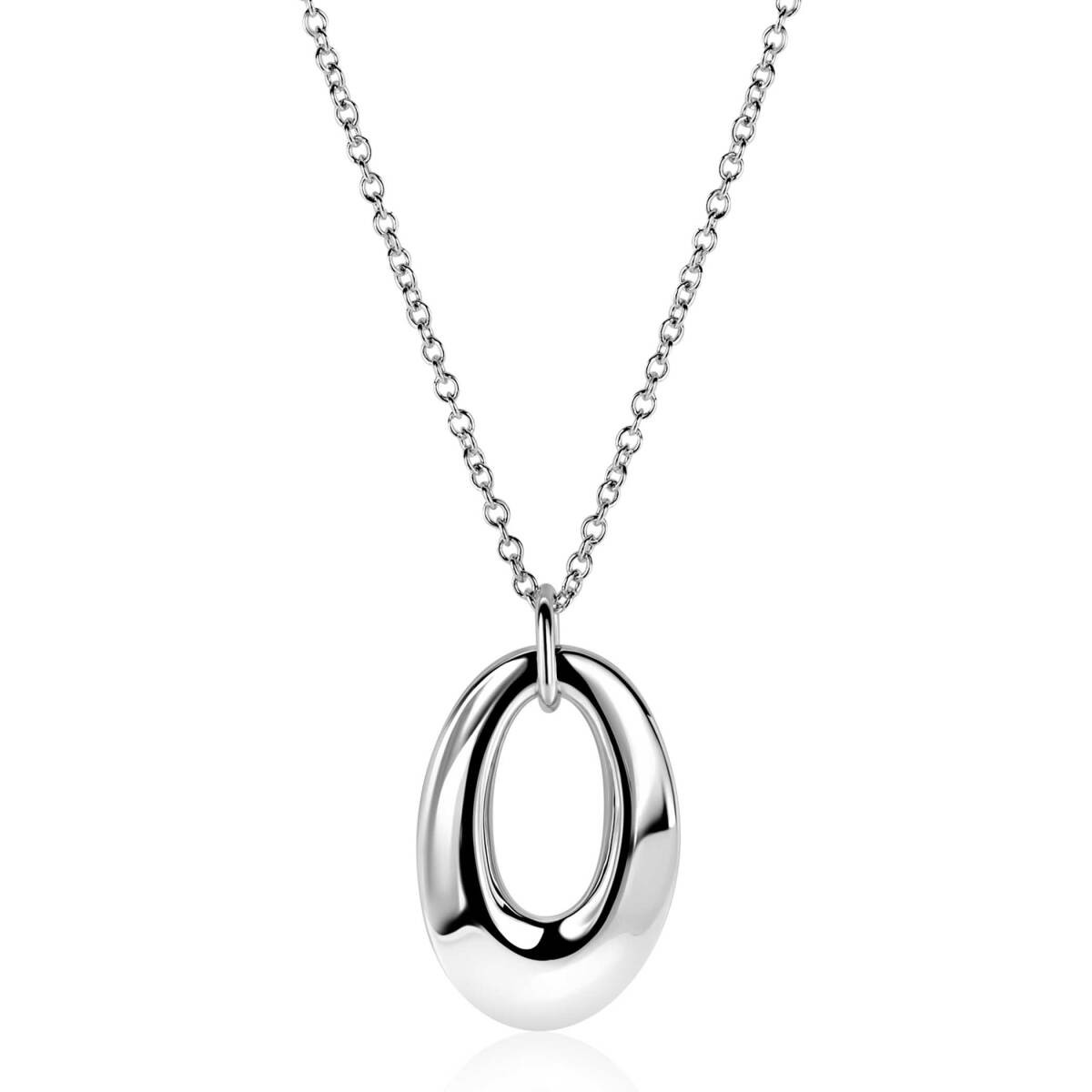Zinzi ZIC2787 zilveren ketting met hanger ovaal 21 mm breed - Lengte 42-47 cm