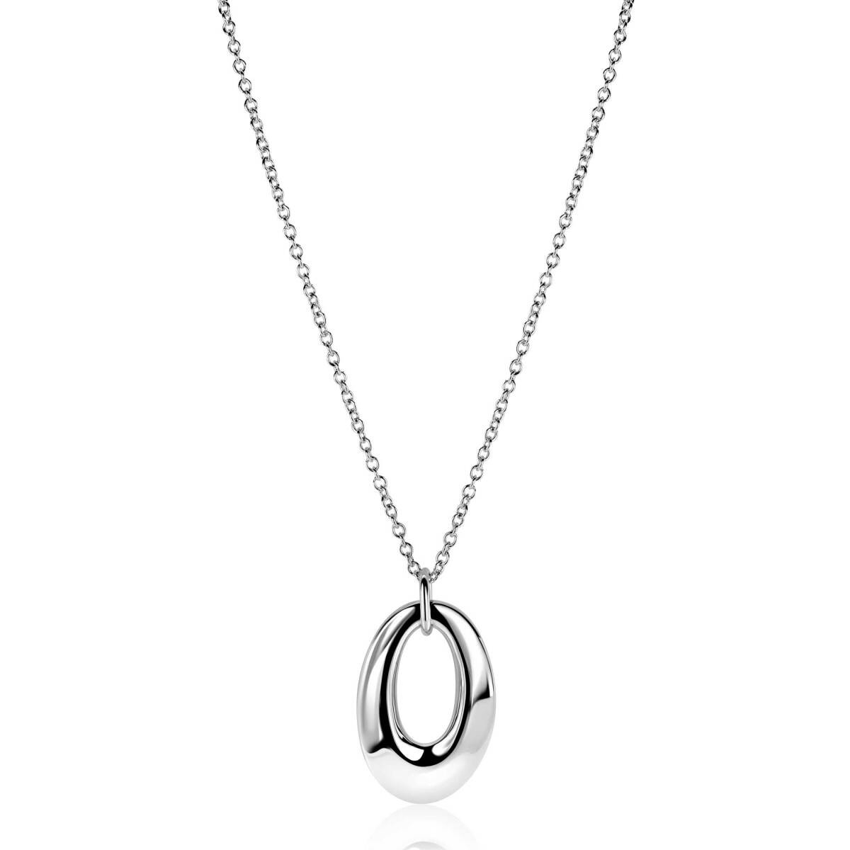 Zinzi ZIC2787 zilveren ketting met hanger ovaal 21 mm breed - Lengte 42-47 cm