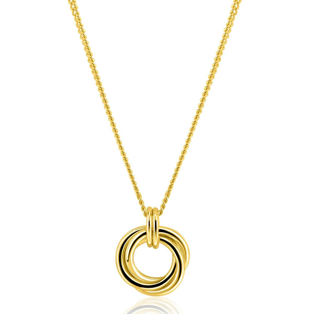 Zinzi ZIC2797 gold plated ketting met hanger open cirkel 12.5 mm breed - Lengte 42-45 cm