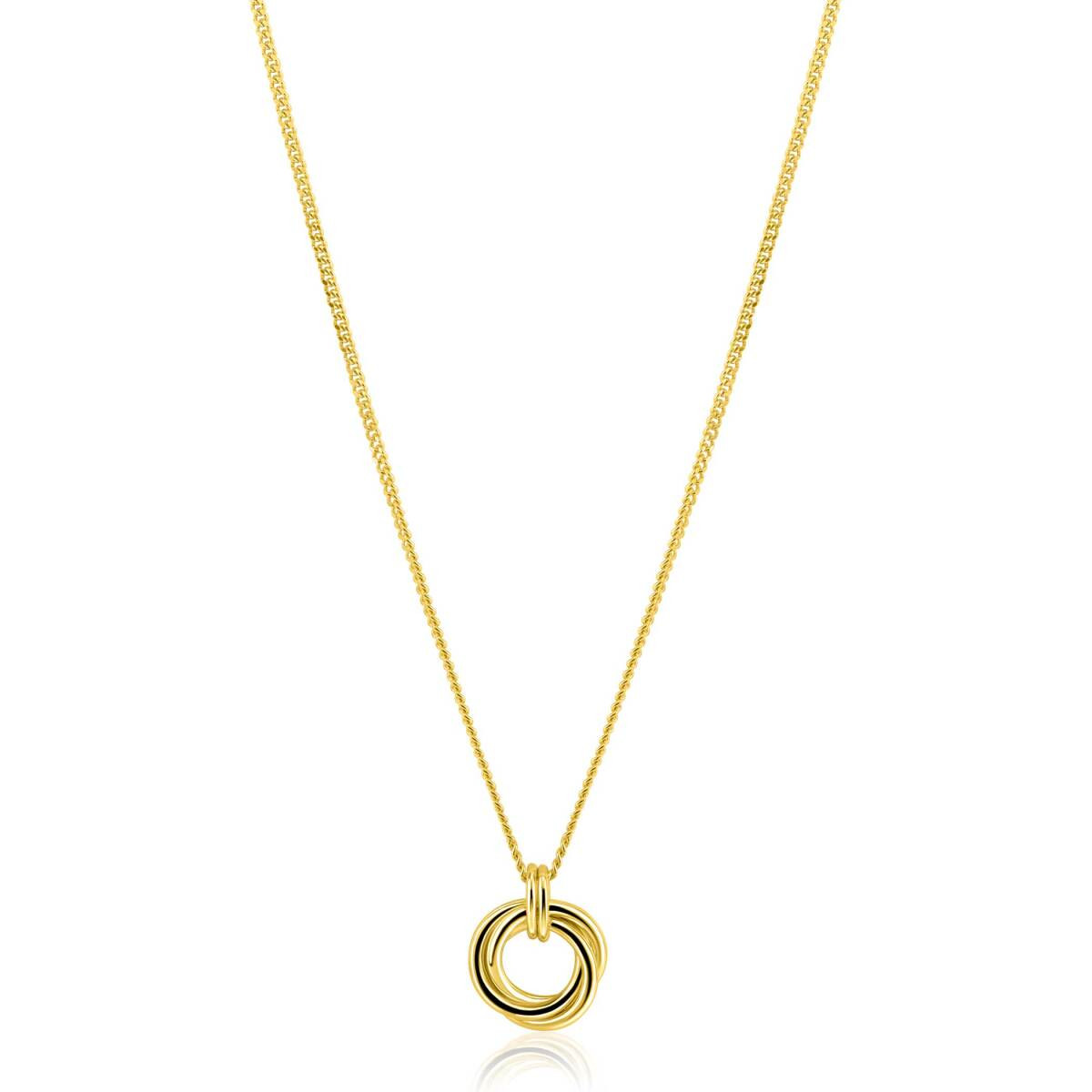 Zinzi ZIC2797 gold plated ketting met hanger open cirkel 12.5 mm breed - Lengte 42-45 cm