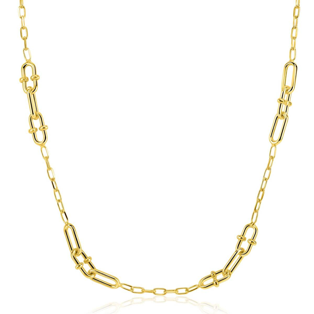 Zinzi ZIC2798 goudkleurige schakelketting met ovale knopen 6 mm breed - Lengte 42-45 cm
