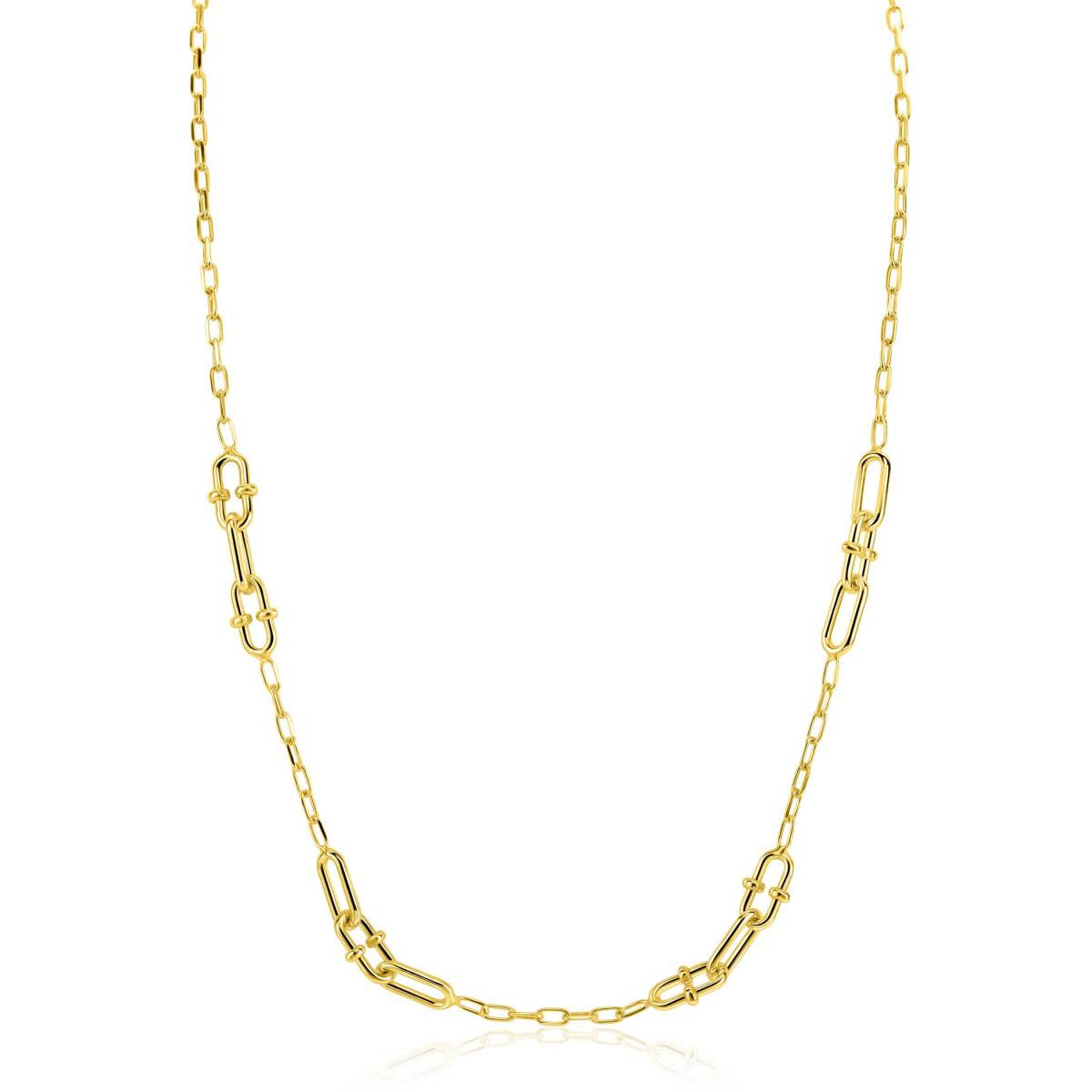 Zinzi ZIC2798 goudkleurige schakelketting met ovale knopen 6 mm breed - Lengte 42-45 cm