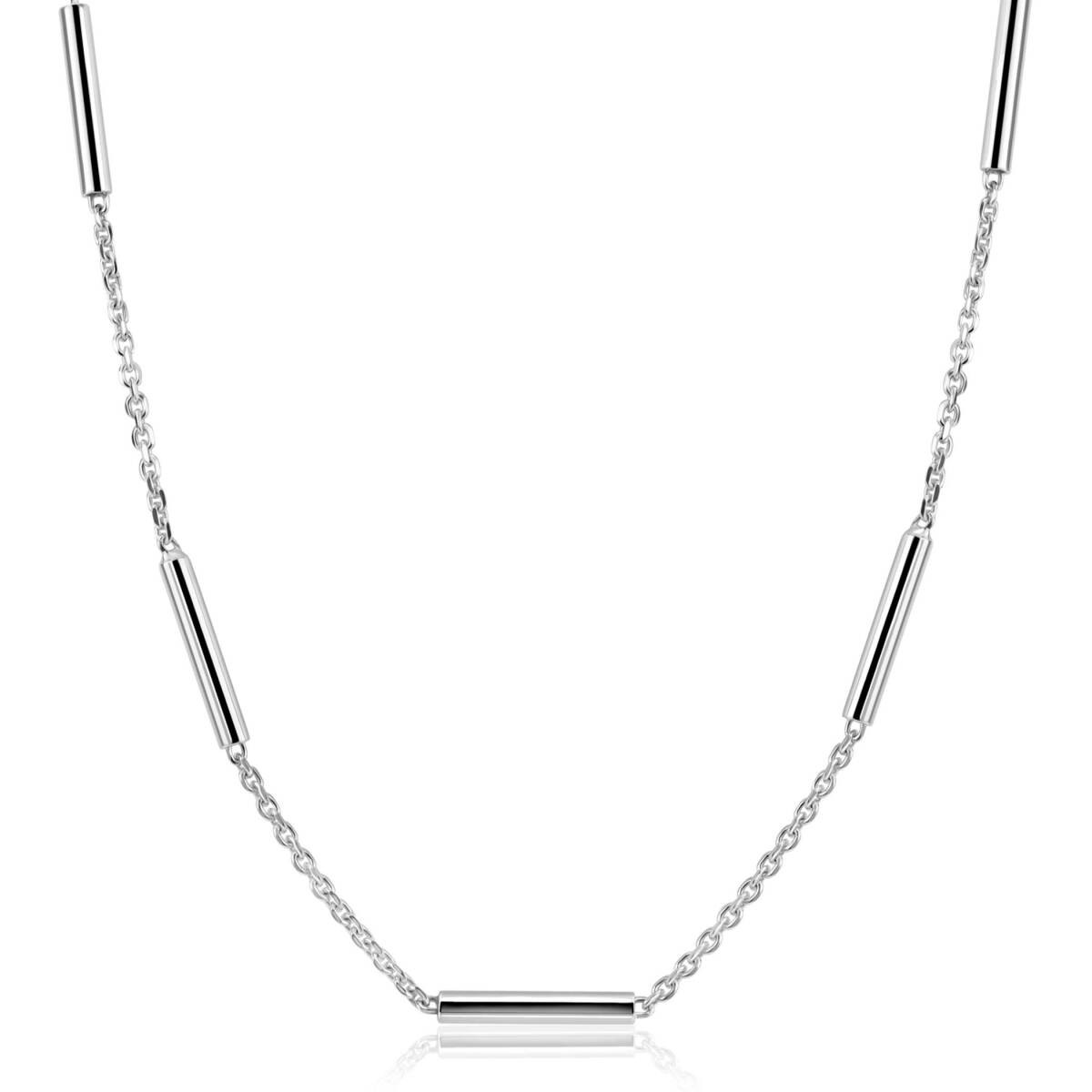 Zinzi ZIC2800 zilveren schakelketting met staafjes 2.5 mm breed - Lengte 42-45 cm