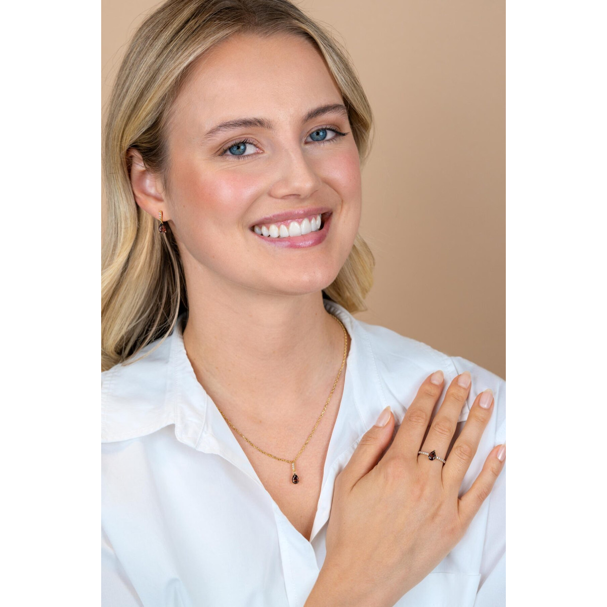 Zinzi ZIC2804 goudkleurige ketting met druppel zirkonia 5.3 mm - Lengte 42-45 cm