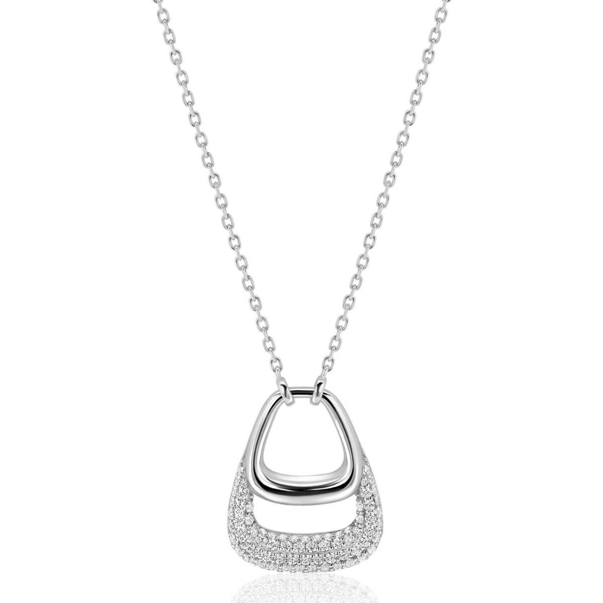Zinzi ZIC2806 925 zilveren ketting met dubbele hanger 20 mm breed - Lengte 42-45 cm
