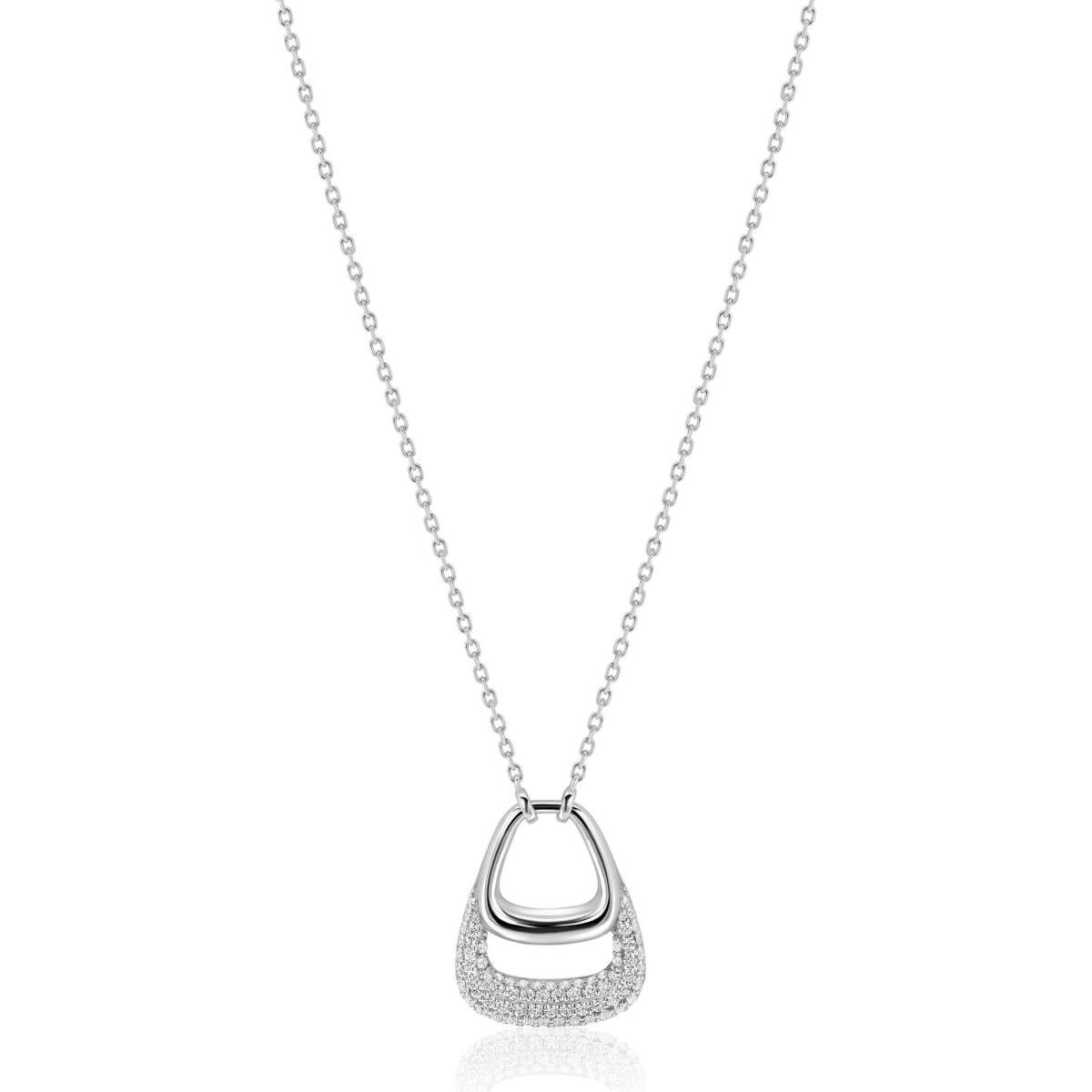 Zinzi ZIC2806 925 zilveren ketting met dubbele hanger 20 mm breed - Lengte 42-45 cm