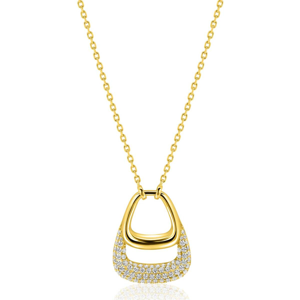 Zinzi ZIC2806Y goudkleurige ketting met dubbellaagse hanger 20 mm breed - Lengte 42-45 cm