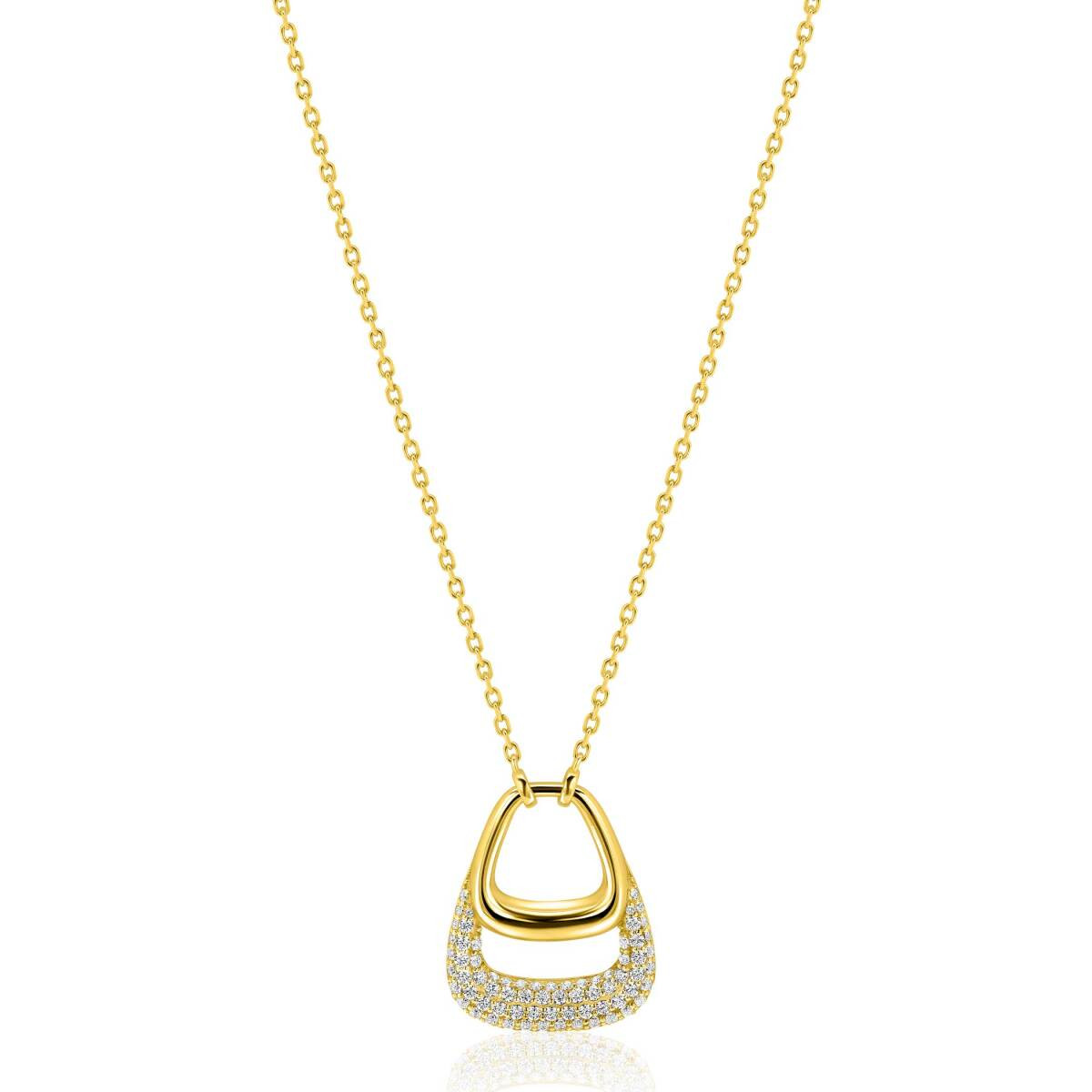 Zinzi ZIC2806Y goudkleurige ketting met dubbellaagse hanger 20 mm breed - Lengte 42-45 cm