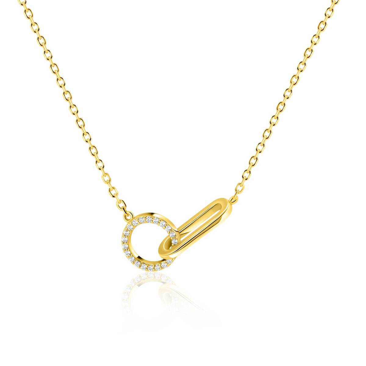 Zinzi ZIC2809 ketting met cirkel en zirkonia goudkleurig 11 mm breed - Lengte 40-45 cm