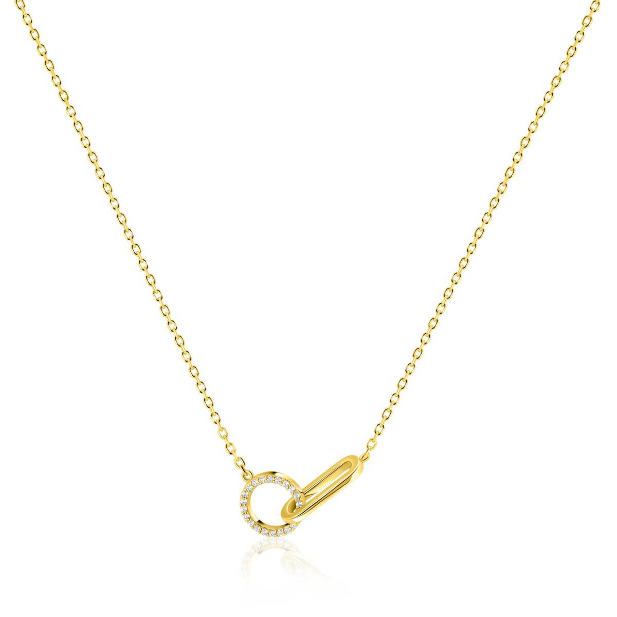 Zinzi ZIC2809 ketting met cirkel en zirkonia goudkleurig 11 mm breed - Lengte 40-45 cm