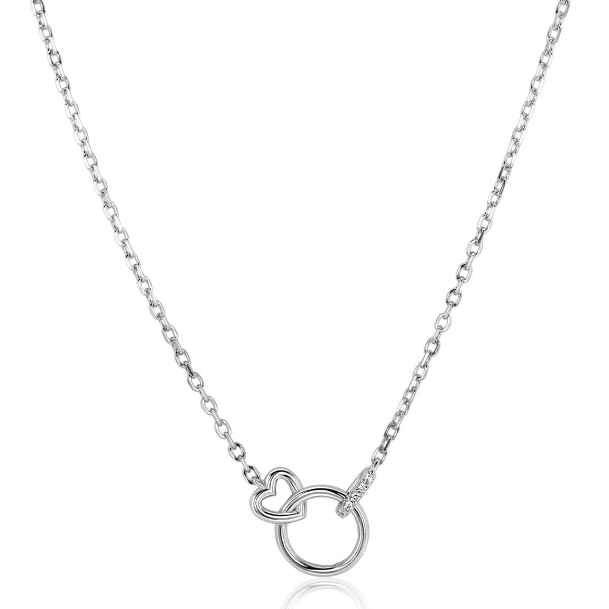 Zinzi ZIC2811 zilveren ketting met hanger hart en cirkel 10 mm breed - Lengte 42-45 cm