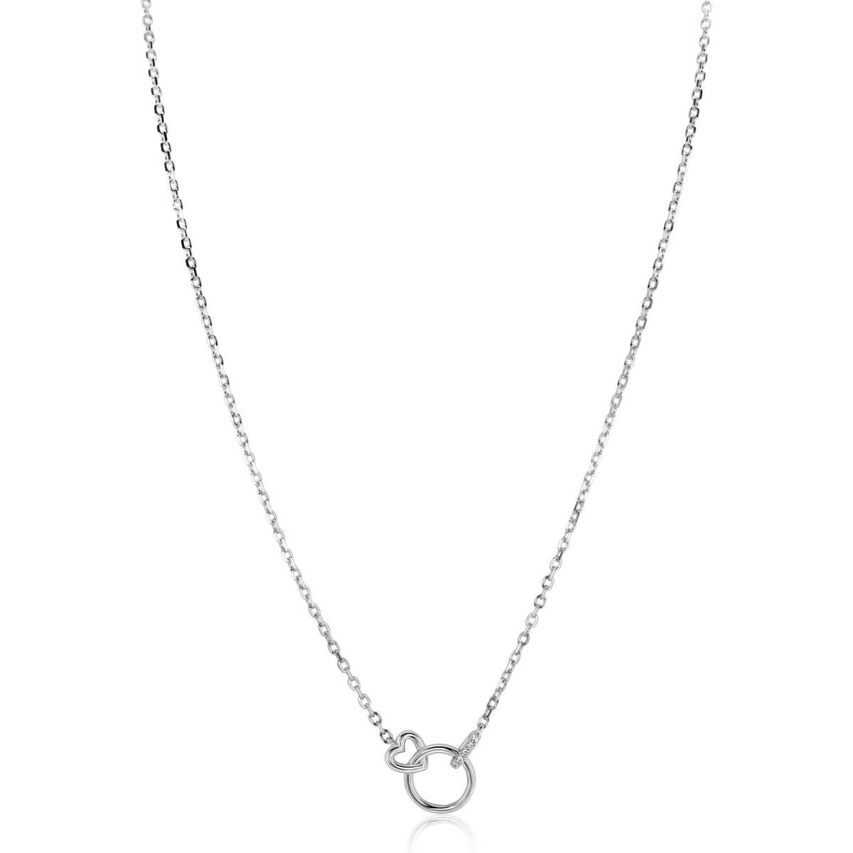 Zinzi ZIC2811 zilveren ketting met hanger hart en cirkel 10 mm breed - Lengte 42-45 cm