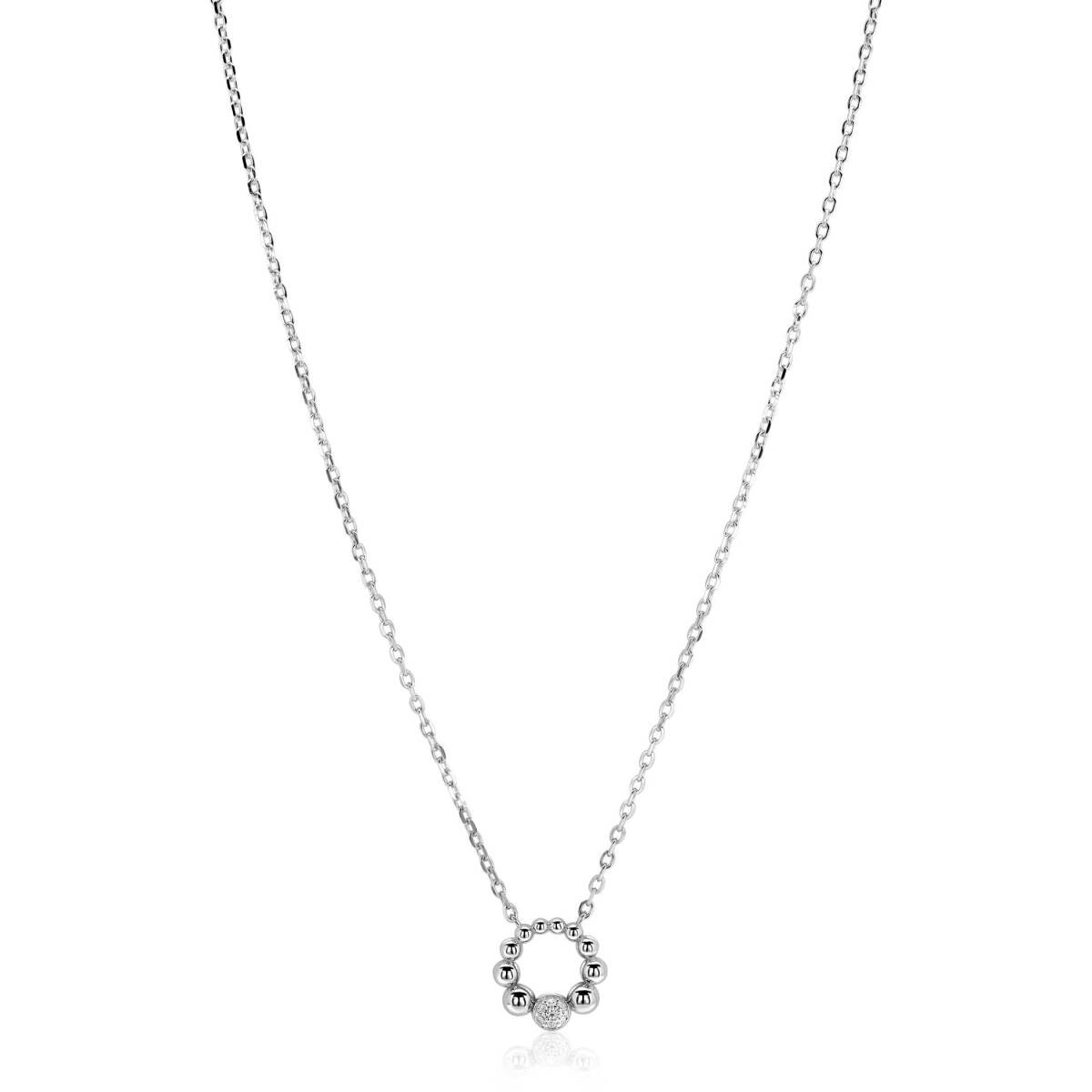 Zinzi ZIC2817 zilveren ketting met hanger cirkel zirkonia 12 mm breed - Lengte 42-45 cm
