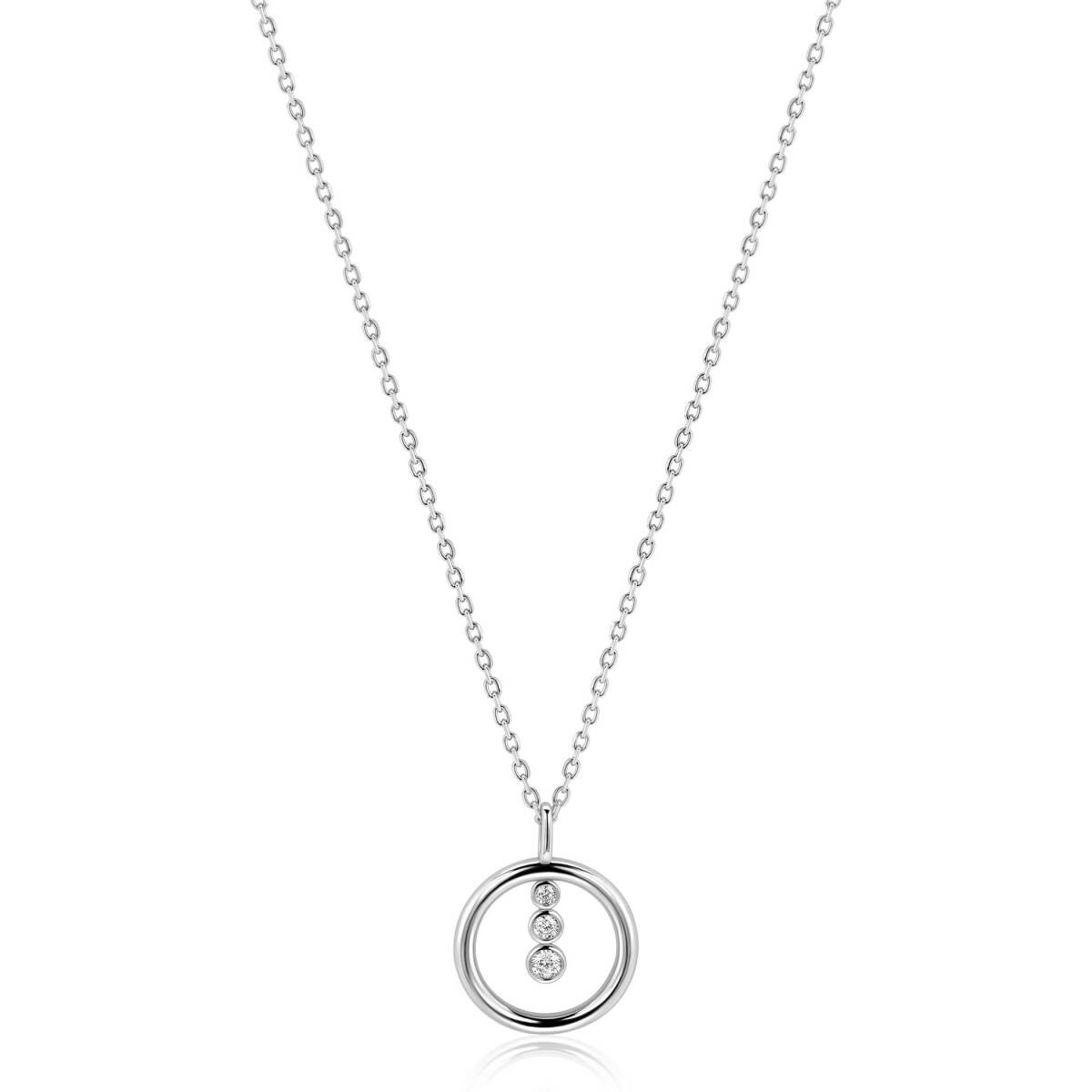 Zinzi ZIC2820 zilverkleurige ketting met ronde zirkonia hanger - Lengte 42-45 cm