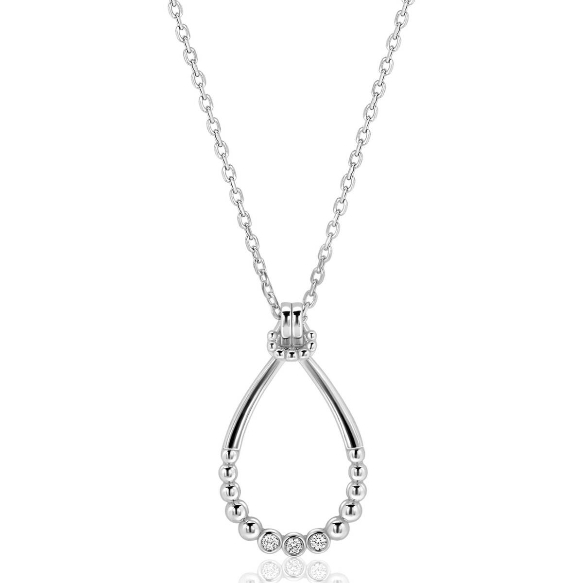 Zinzi ZIC2839 zilveren ketting met hanger druppelvorm 17.5 mm breed - Lengte 42-45 cm