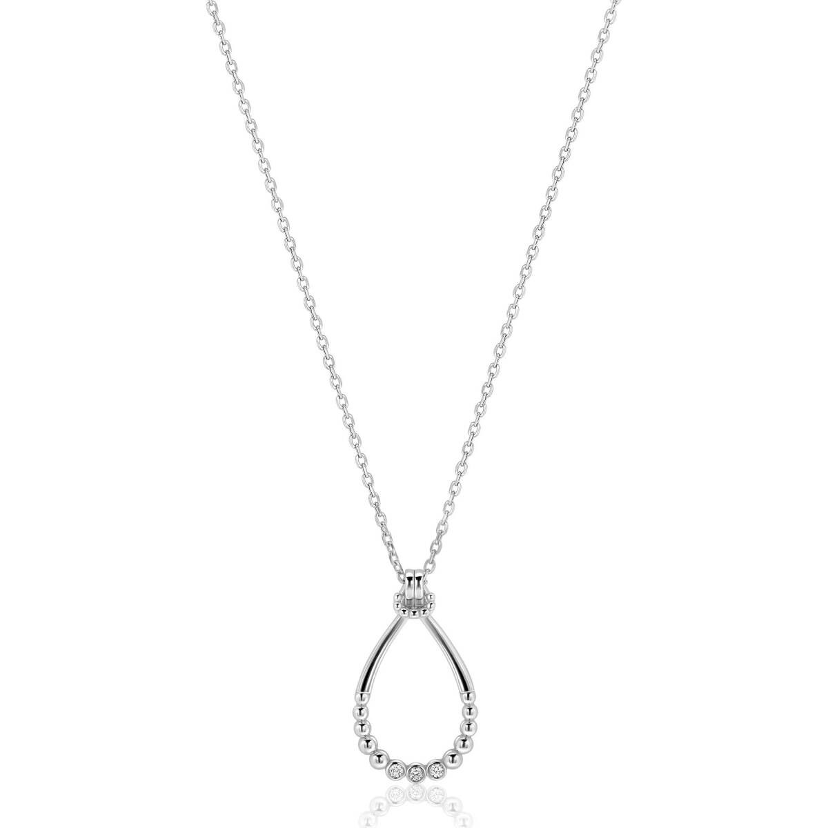 Zinzi ZIC2839 zilveren ketting met hanger druppelvorm 17.5 mm breed - Lengte 42-45 cm