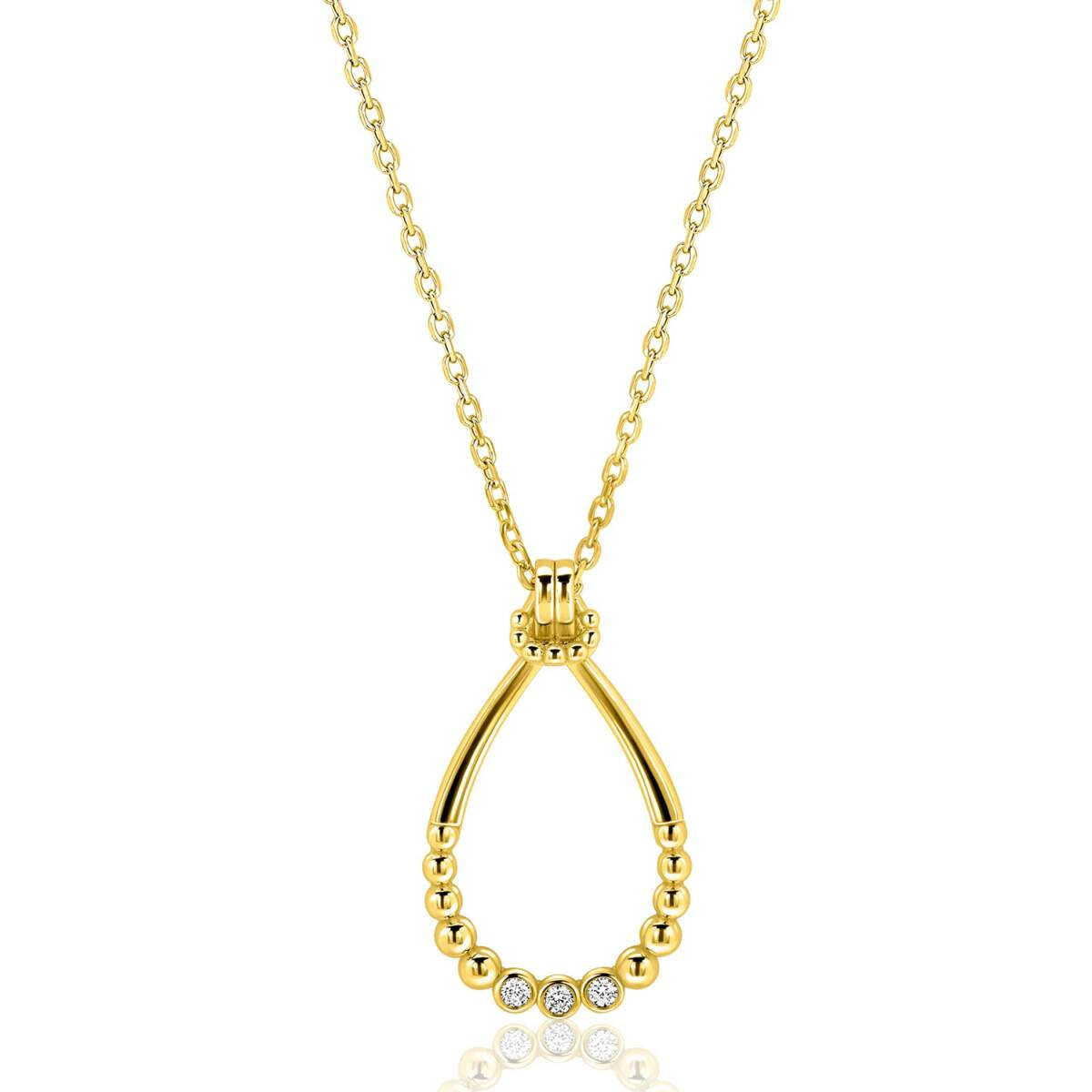 Zinzi ZIC2839Y goudkleurige ketting met druppel zirkoniahanger 17.5 mm breed - Lengte 42-45 cm