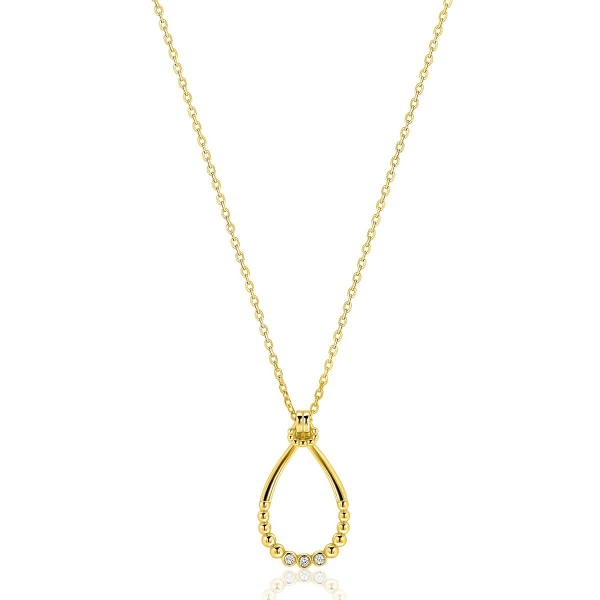 Zinzi ZIC2839Y goudkleurige ketting met druppel zirkoniahanger 17.5 mm breed - Lengte 42-45 cm