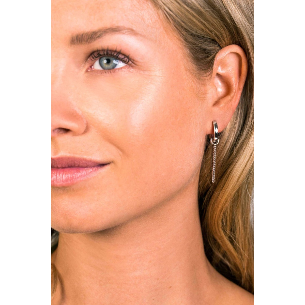 Zinzi ZICH1694 Glanzende zilveren oorbedels met gourmet schakels 1.9 mm breed - Hoogte 30 mm - zonder oorringen