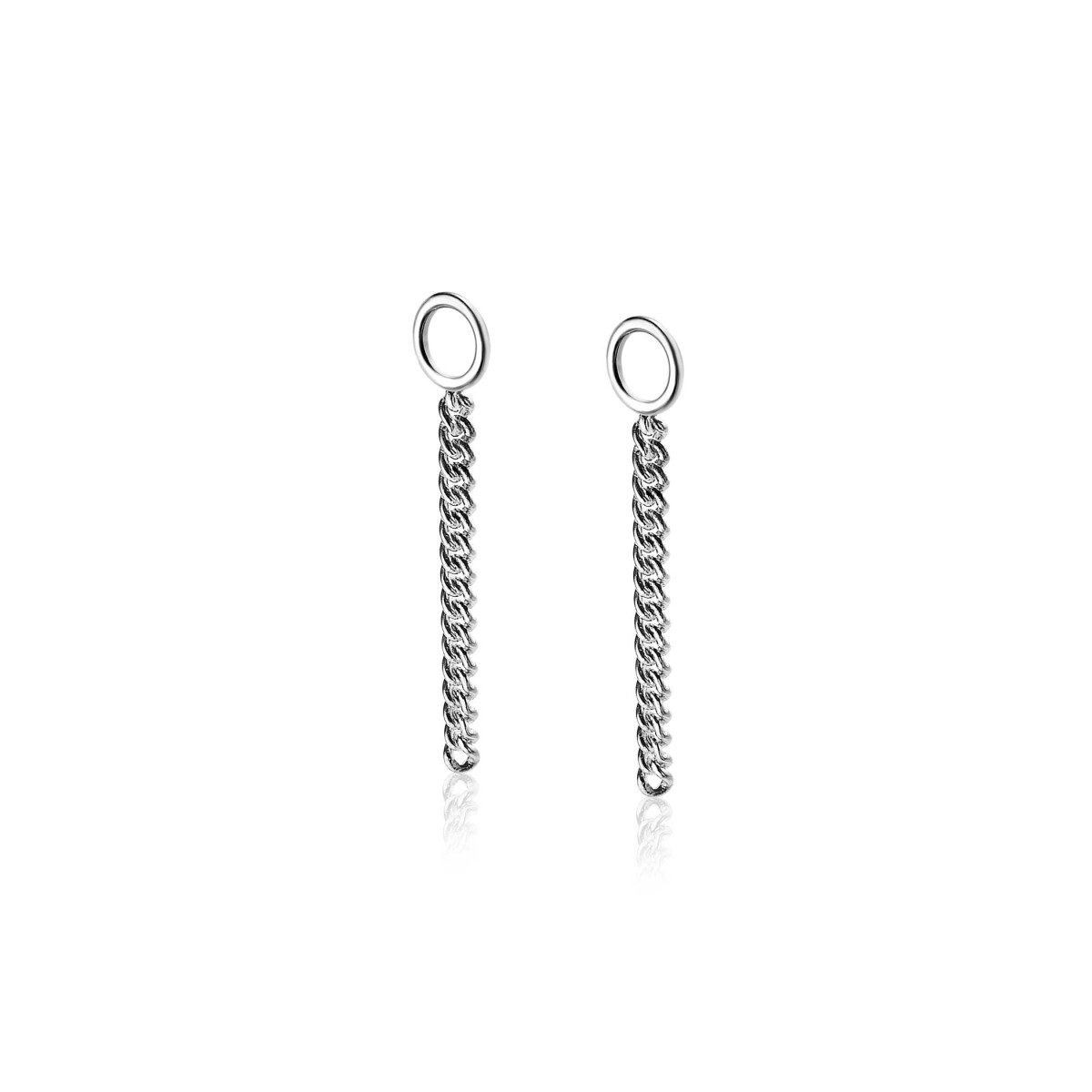 Zinzi ZICH1694 Glanzende zilveren oorbedels met gourmet schakels 1.9 mm breed - Hoogte 30 mm - zonder oorringen