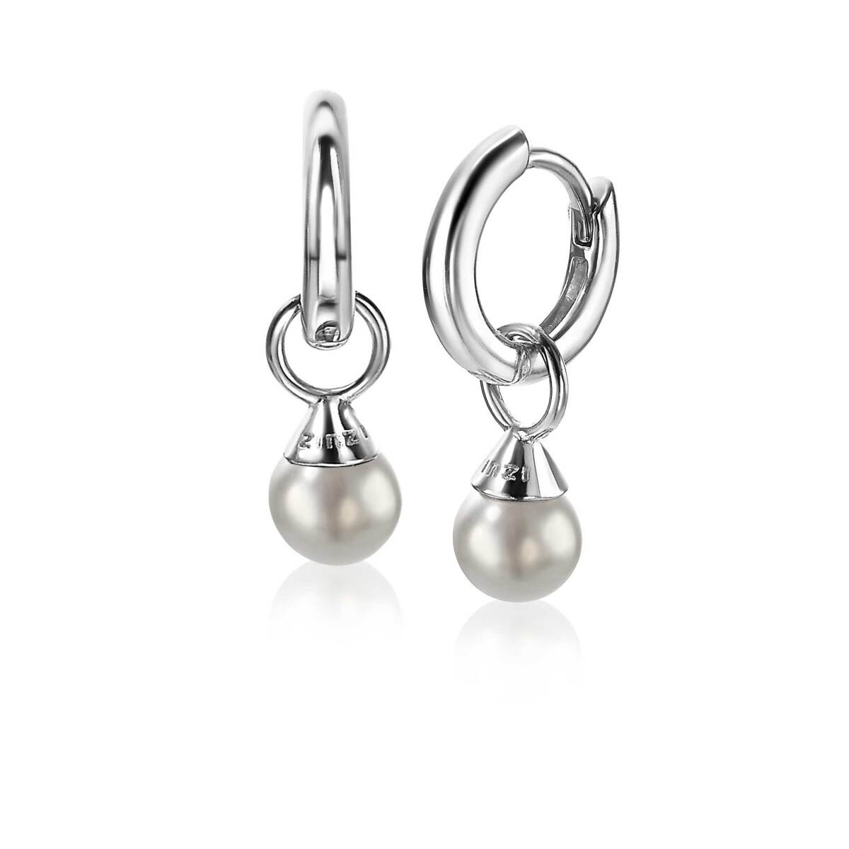 Zinzi ZICH1749LG zilveren oorbedels met parel 6 mm breed - Hoogte 13.5 mm - zonder oorringen