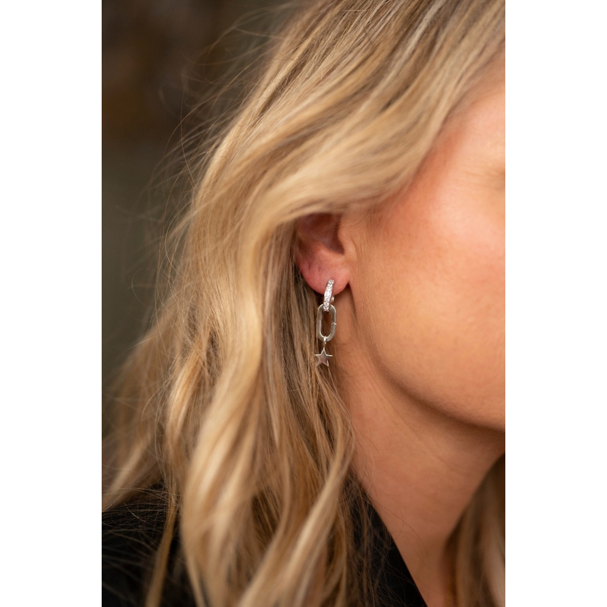Zinzi ZICH2060 zilveren oorbedels met ovale schakels 8.6 mm breed - Hoogte 16 mm - zonder oorringen