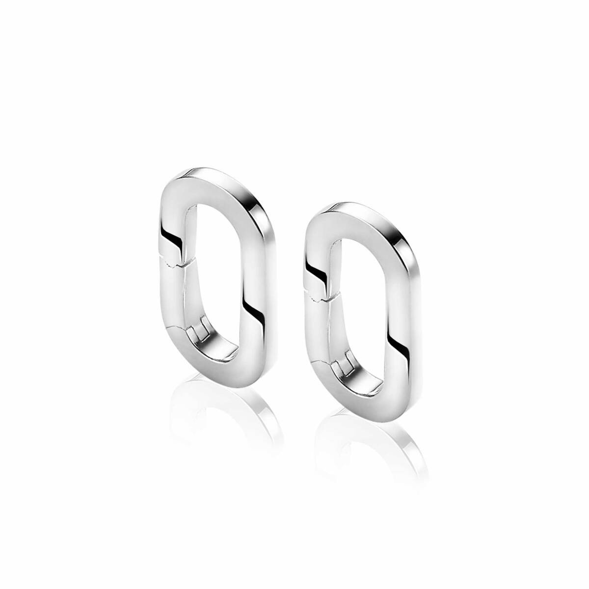 Zinzi ZICH2060 zilveren oorbedels met ovale schakels 8.6 mm breed - Hoogte 16 mm - zonder oorringen